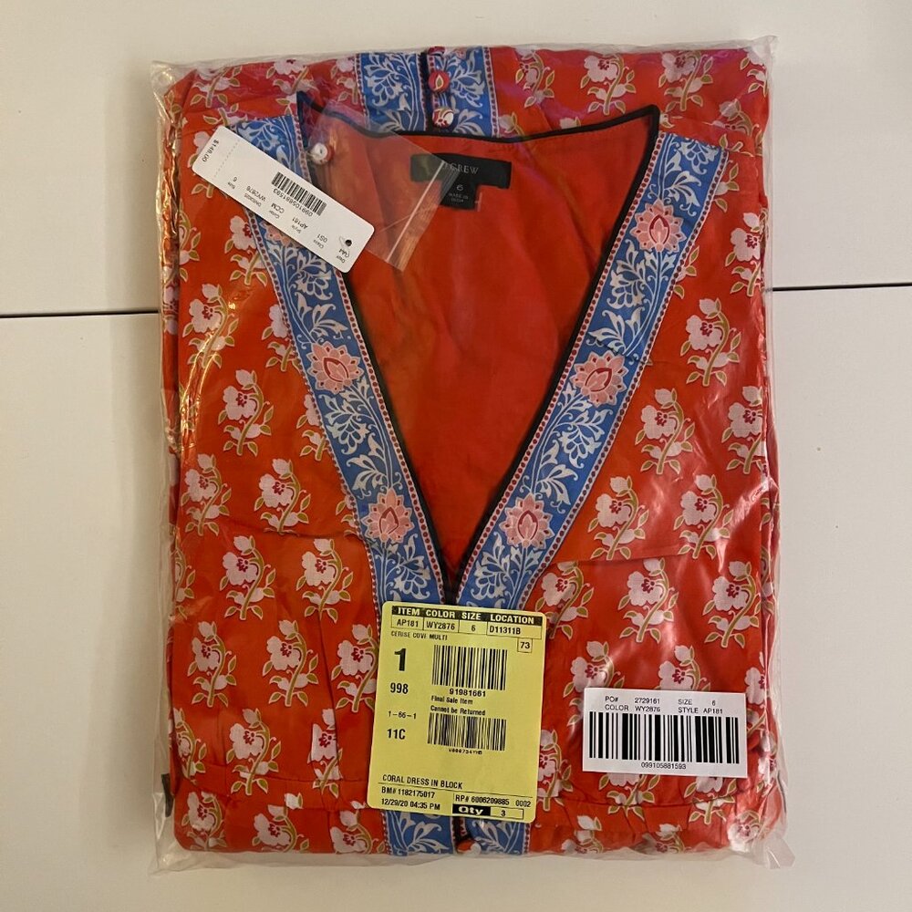J. Crew Sz. 6 Button-up Tiered Classic Floral Print Dress NWT - Picture 7 of 7